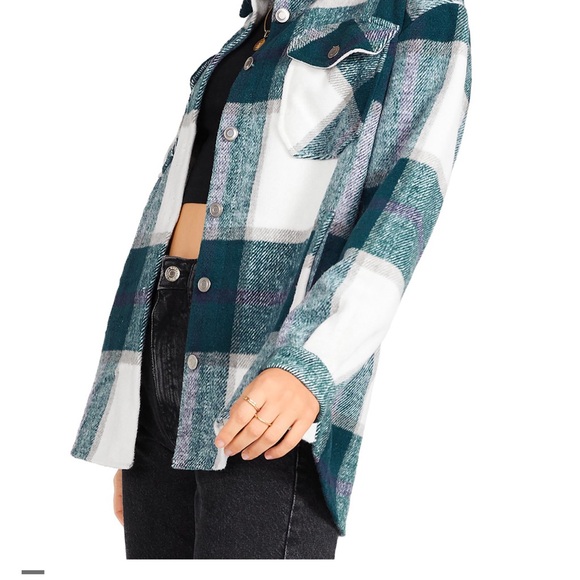BB Dakota by Steve Madden Plaid Shacket Evergreen Plaid Size Medium - Picture 4 of 15